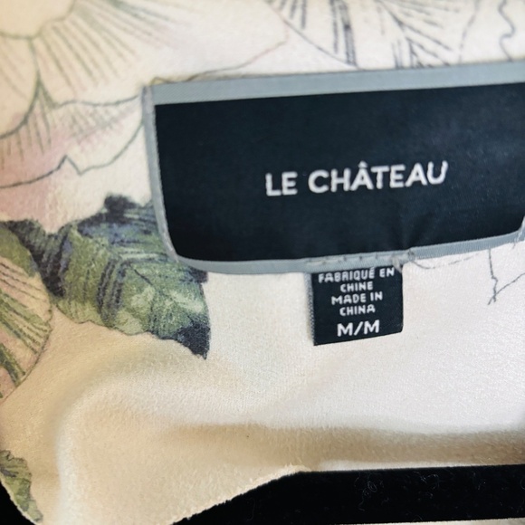 Le Chateau Neutral floral Blazer Jacket Office Workwear Suede Sz Medium - Picture 5 of 8